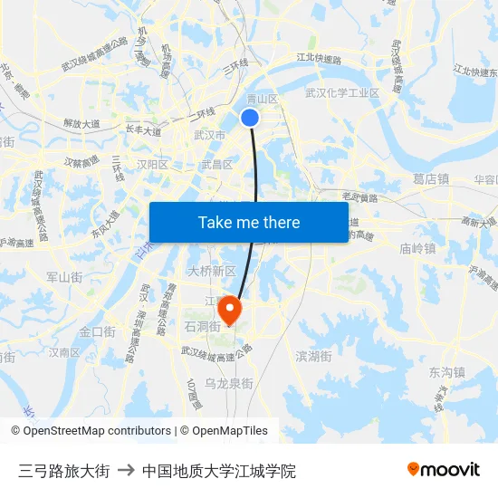 三弓路旅大街 to 中国地质大学江城学院 map