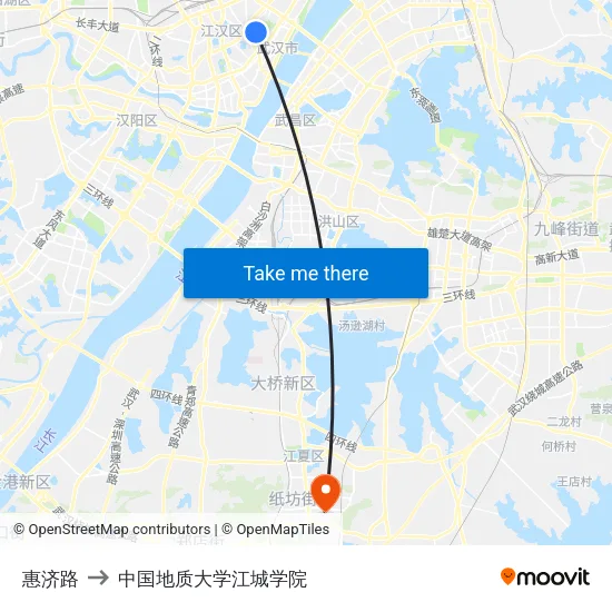 惠济路 to 中国地质大学江城学院 map