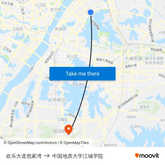 欢乐大道危家湾 to 中国地质大学江城学院 map