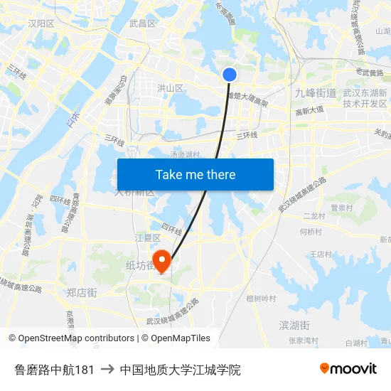 鲁磨路中航181 to 中国地质大学江城学院 map