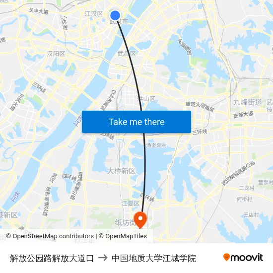 解放公园路解放大道口 to 中国地质大学江城学院 map