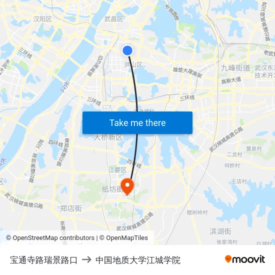 宝通寺路瑞景路口 to 中国地质大学江城学院 map