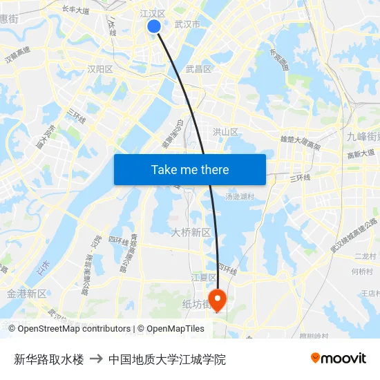 新华路取水楼 to 中国地质大学江城学院 map