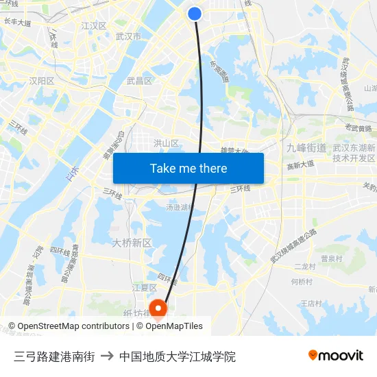 三弓路建港南街 to 中国地质大学江城学院 map