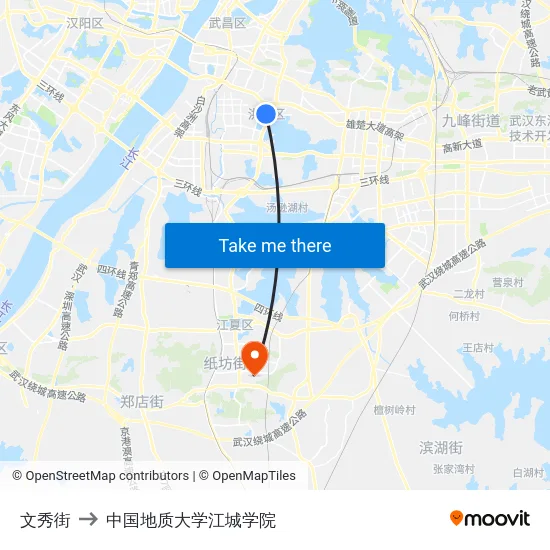 文秀街 to 中国地质大学江城学院 map