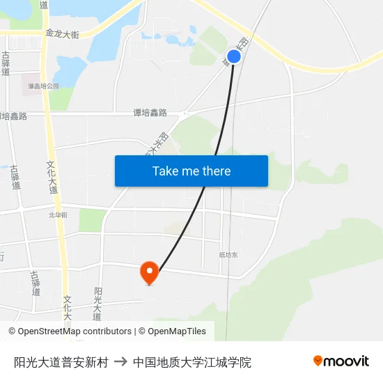 阳光大道普安新村 to 中国地质大学江城学院 map