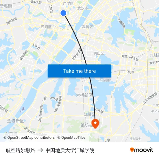 航空路妙墩路 to 中国地质大学江城学院 map