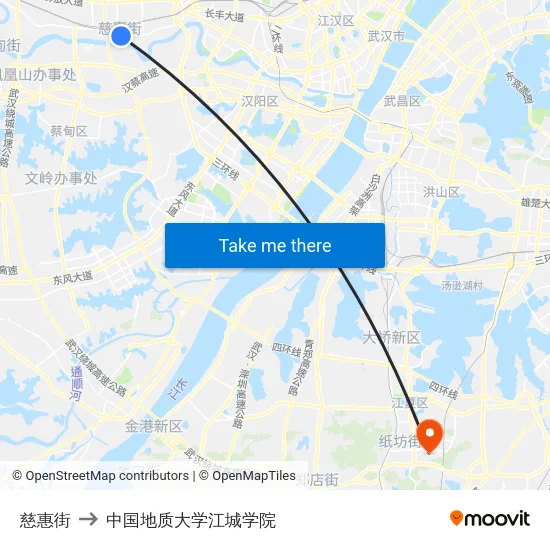 慈惠街 to 中国地质大学江城学院 map