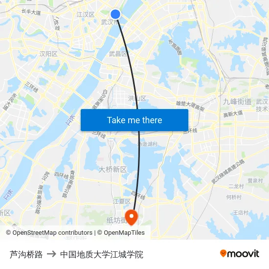 芦沟桥路 to 中国地质大学江城学院 map