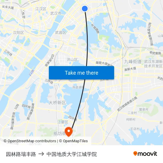园林路瑞丰路 to 中国地质大学江城学院 map