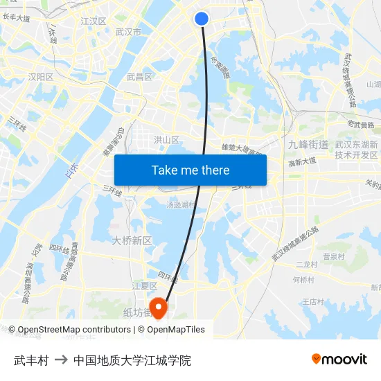 武丰村 to 中国地质大学江城学院 map