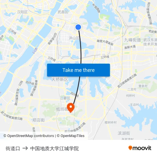 街道口 to 中国地质大学江城学院 map