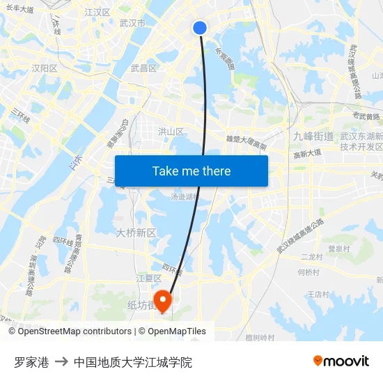 罗家港 to 中国地质大学江城学院 map