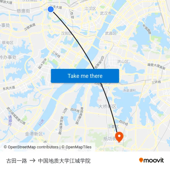 古田一路 to 中国地质大学江城学院 map