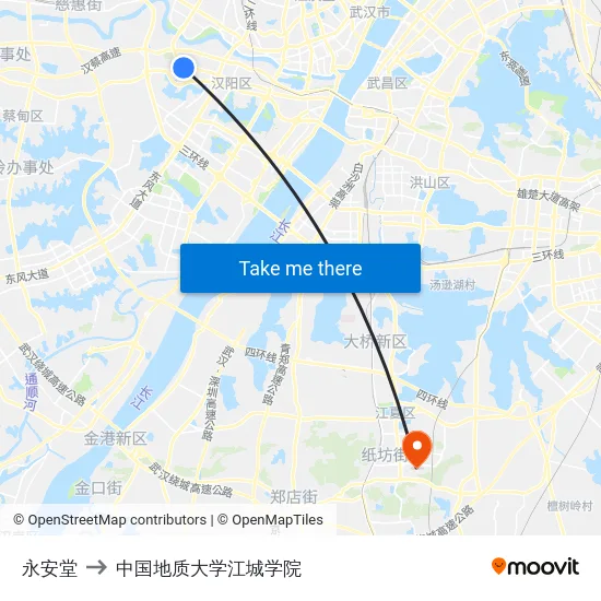 永安堂 to 中国地质大学江城学院 map