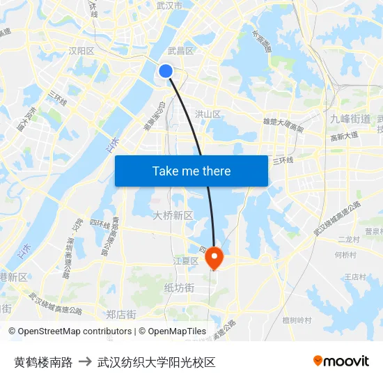 黄鹤楼南路 to 武汉纺织大学阳光校区 map