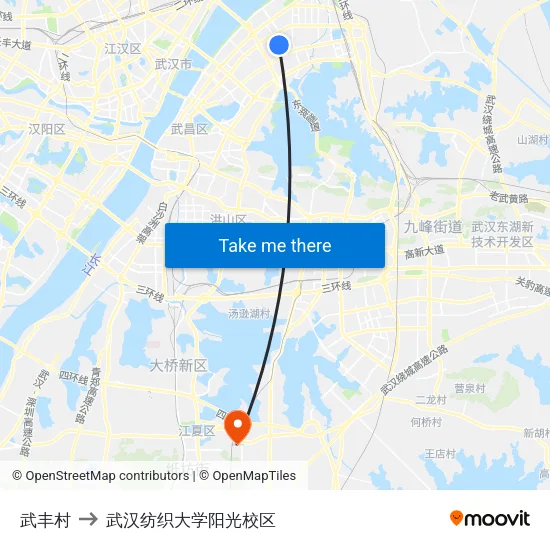 武丰村 to 武汉纺织大学阳光校区 map