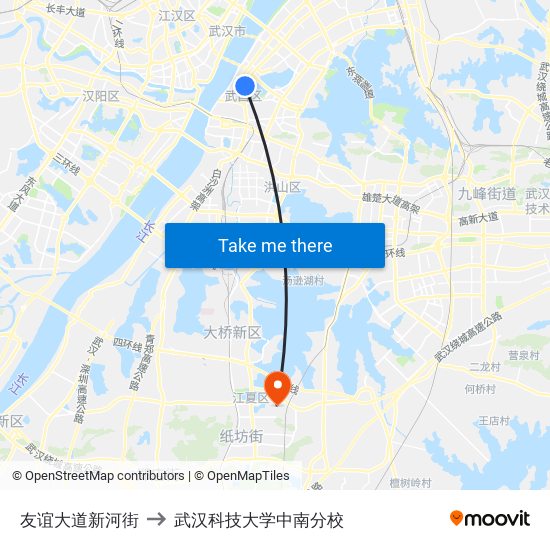 友谊大道新河街 to 武汉科技大学中南分校 map