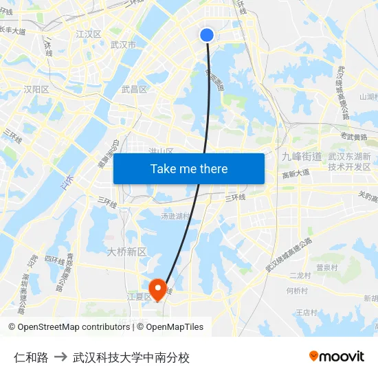 仁和路 to 武汉科技大学中南分校 map