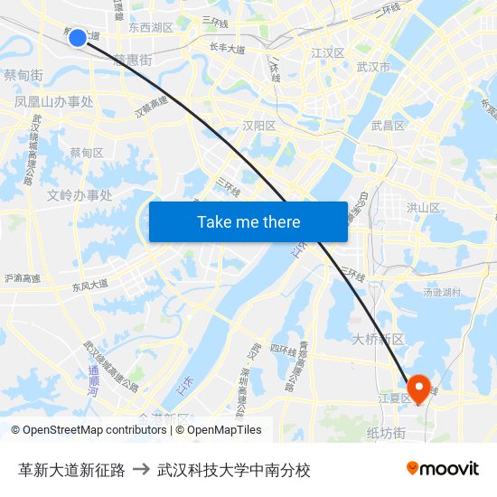 革新大道新征路 to 武汉科技大学中南分校 map