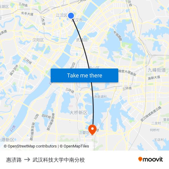 惠济路 to 武汉科技大学中南分校 map