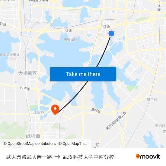 武大园路武大园一路 to 武汉科技大学中南分校 map