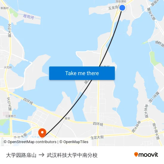 大学园路庙山 to 武汉科技大学中南分校 map