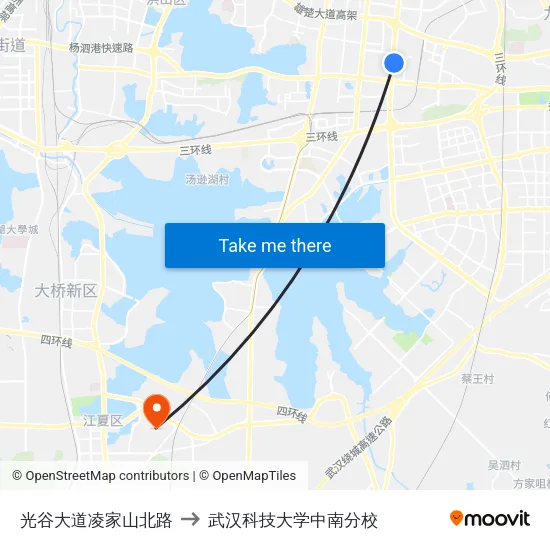 光谷大道凌家山北路 to 武汉科技大学中南分校 map