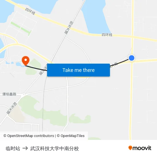 临时站 to 武汉科技大学中南分校 map