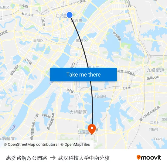 惠济路解放公园路 to 武汉科技大学中南分校 map