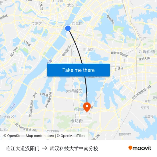 临江大道汉阳门 to 武汉科技大学中南分校 map