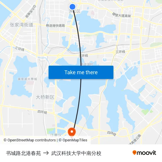 书城路北港春苑 to 武汉科技大学中南分校 map