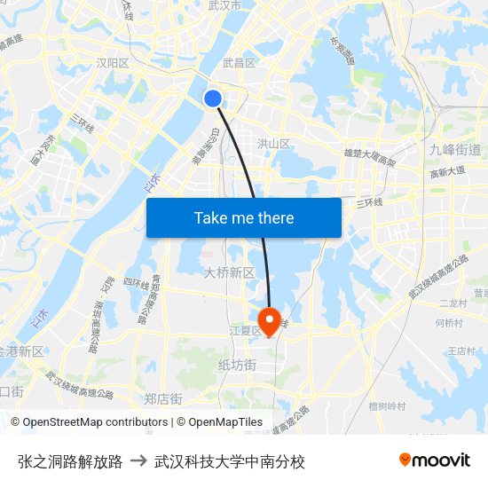 张之洞路解放路 to 武汉科技大学中南分校 map