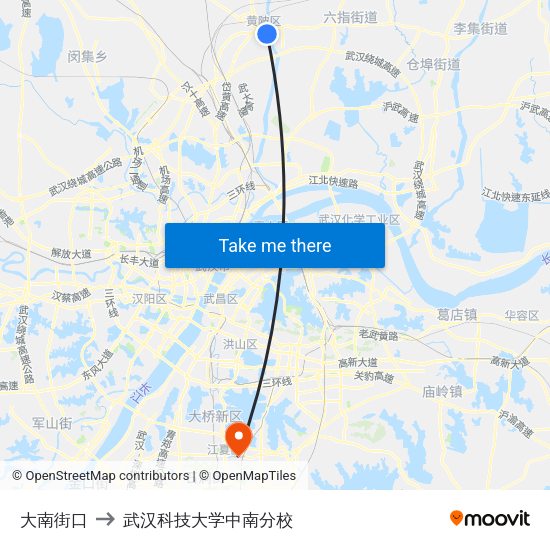 大南街口 to 武汉科技大学中南分校 map