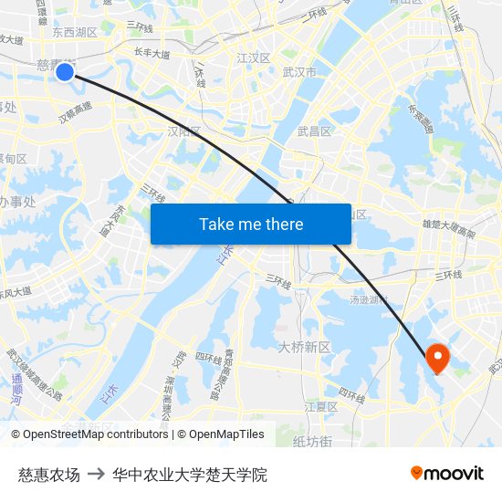 慈惠农场 to 华中农业大学楚天学院 map