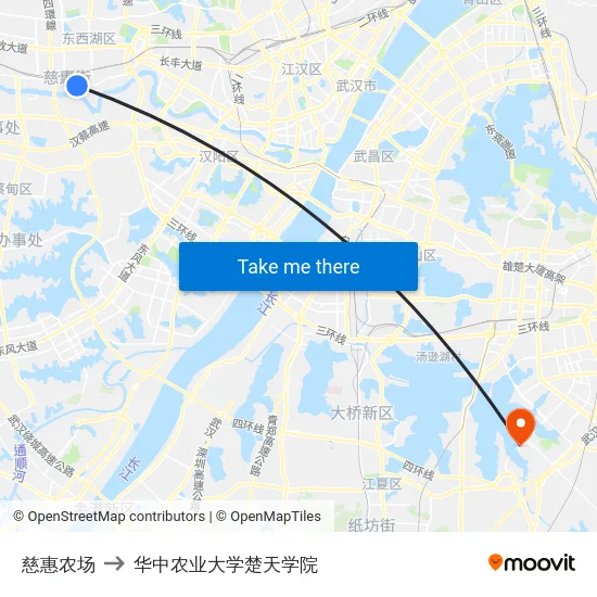 慈惠农场 to 华中农业大学楚天学院 map