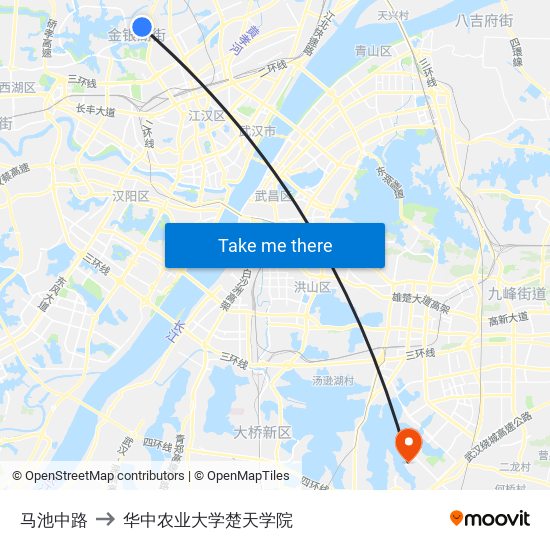 马池中路 to 华中农业大学楚天学院 map