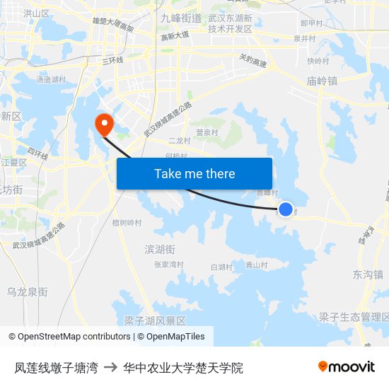 凤莲线墩子塘湾 to 华中农业大学楚天学院 map