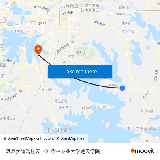 凤凰大道碧桂园 to 华中农业大学楚天学院 map