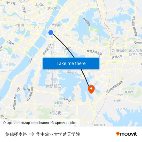 黄鹤楼南路 to 华中农业大学楚天学院 map