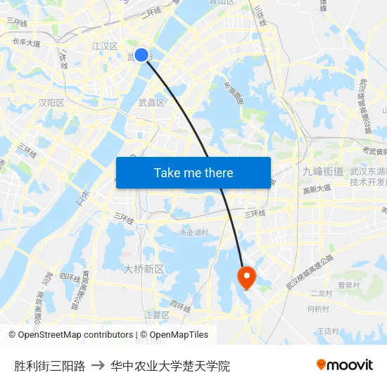 胜利街三阳路 to 华中农业大学楚天学院 map