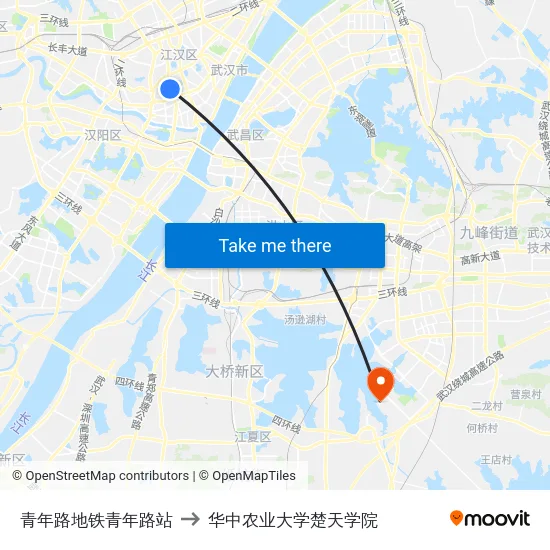 青年路地铁青年路站 to 华中农业大学楚天学院 map
