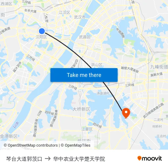 琴台大道郭茨口 to 华中农业大学楚天学院 map