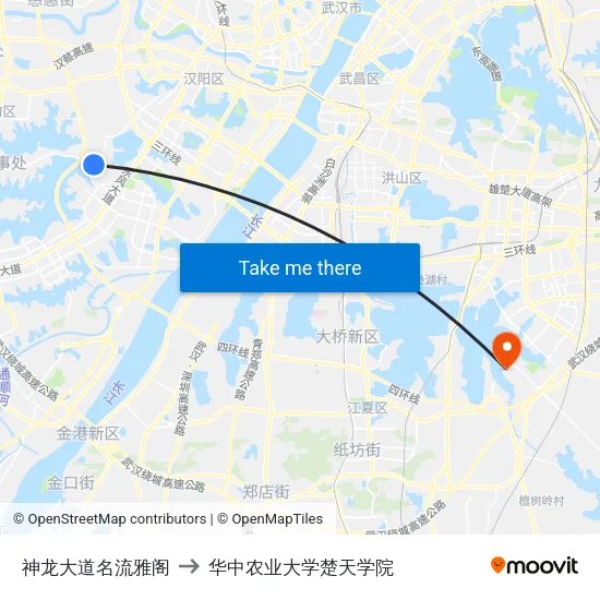 神龙大道名流雅阁 to 华中农业大学楚天学院 map