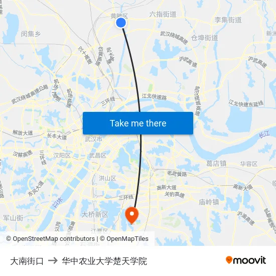 大南街口 to 华中农业大学楚天学院 map