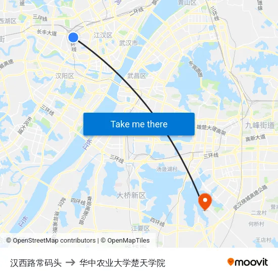 汉西路常码头 to 华中农业大学楚天学院 map