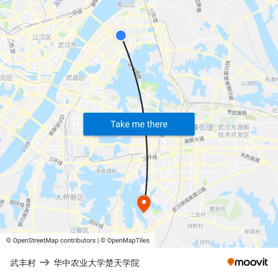 武丰村 to 华中农业大学楚天学院 map