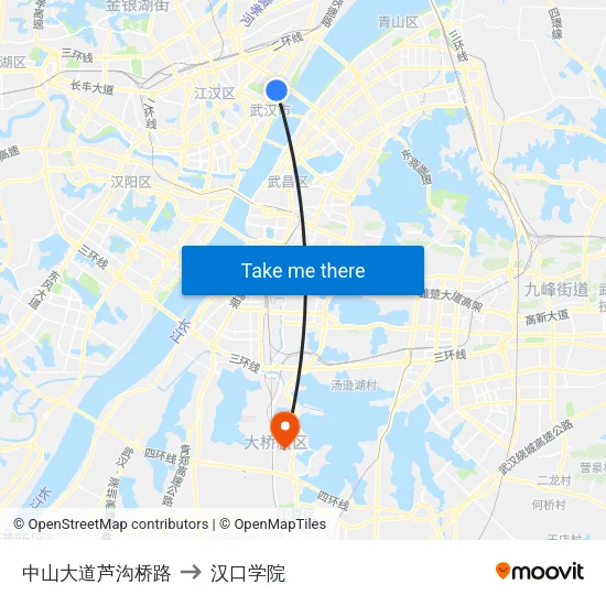 中山大道芦沟桥路 to 汉口学院 map