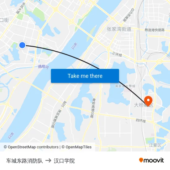 车城东路消防队 to 汉口学院 map