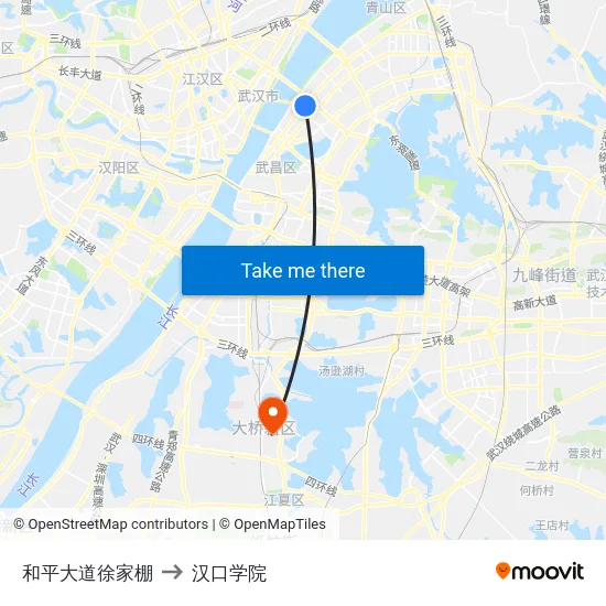 和平大道徐家棚 to 汉口学院 map